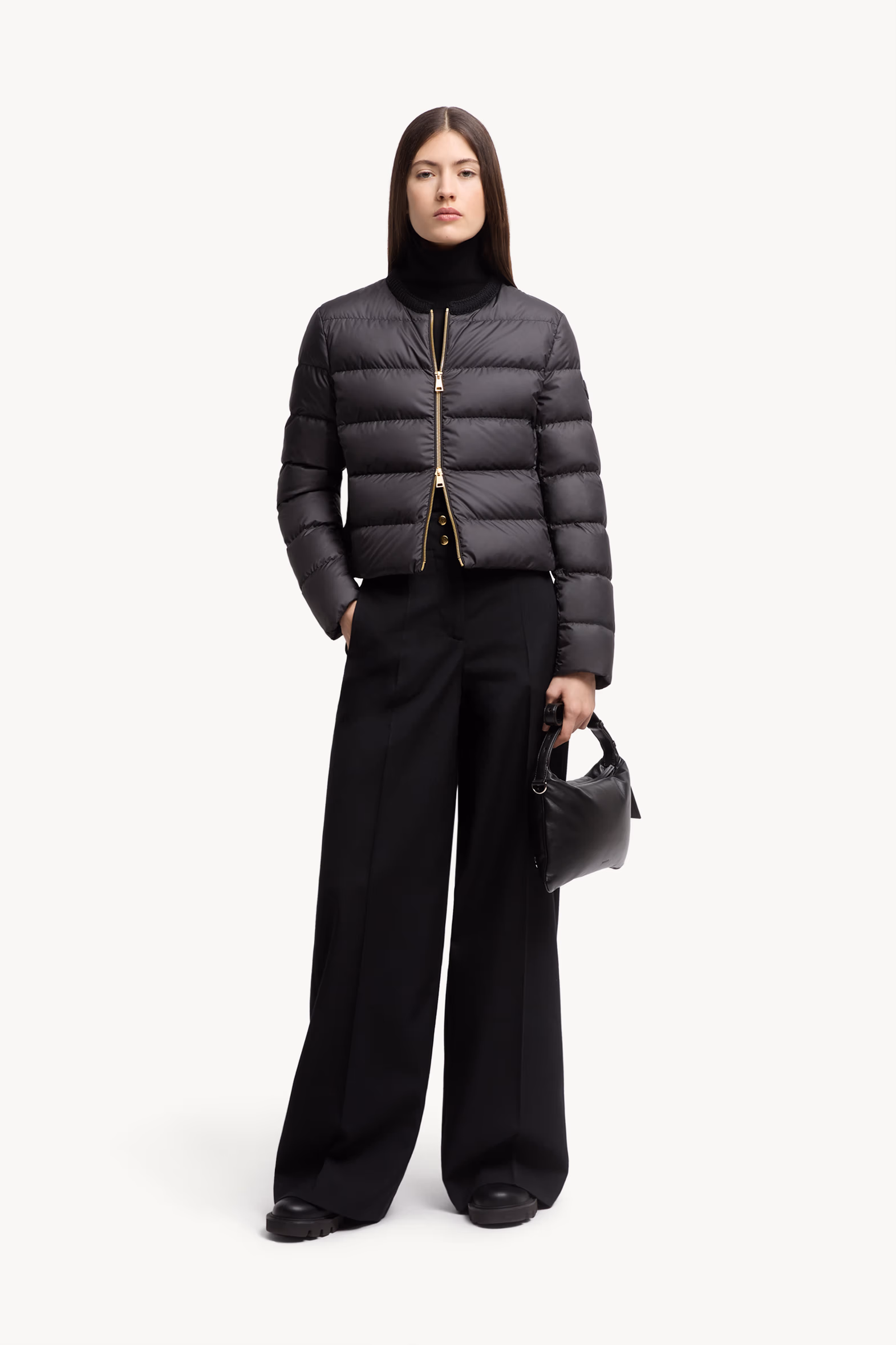 Doudoune courte à bords en laine Mauvezin Femmes Noir Moncler 0